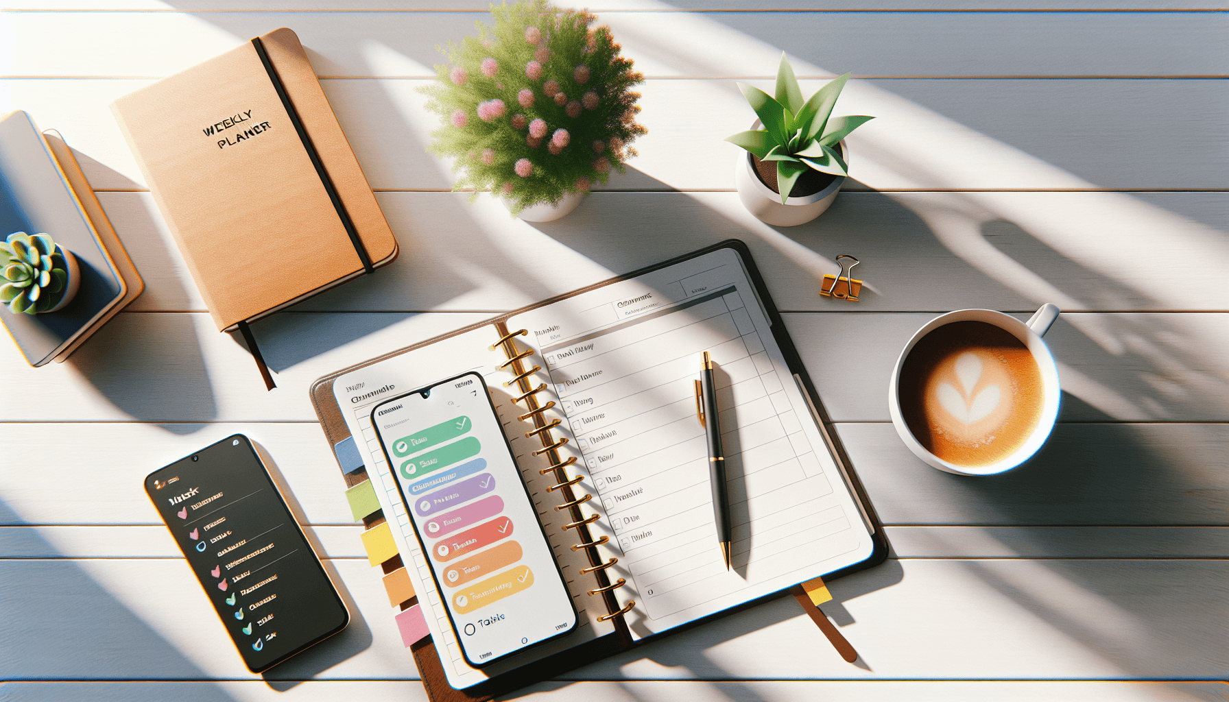 Weekly chore planner and task app on a desk